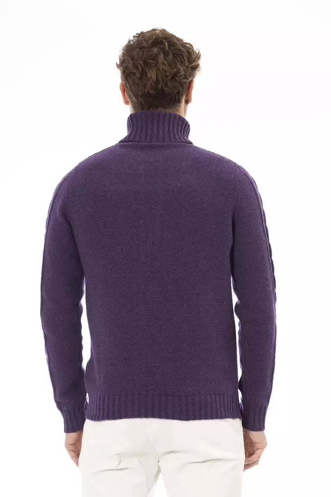 Alpha Studio Purple Merino Wool Men Sweater IT52 | XL