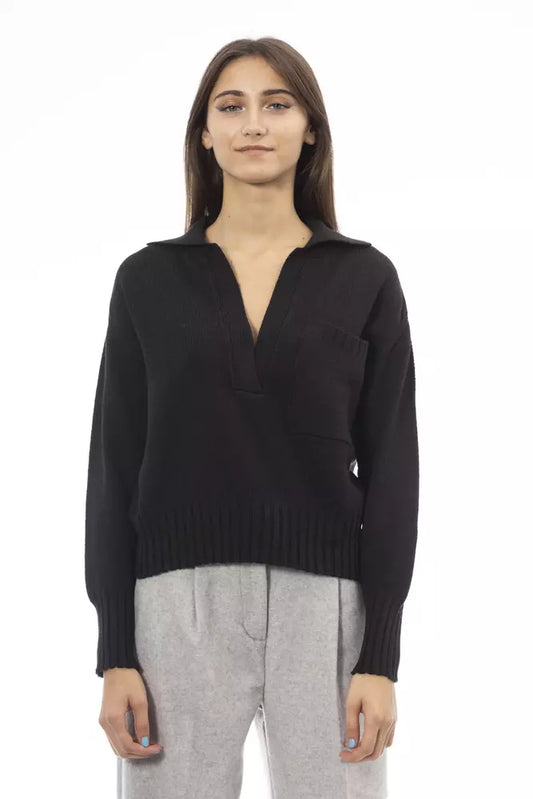 Alpha Studio Black Wool Women Sweater IT42 | M