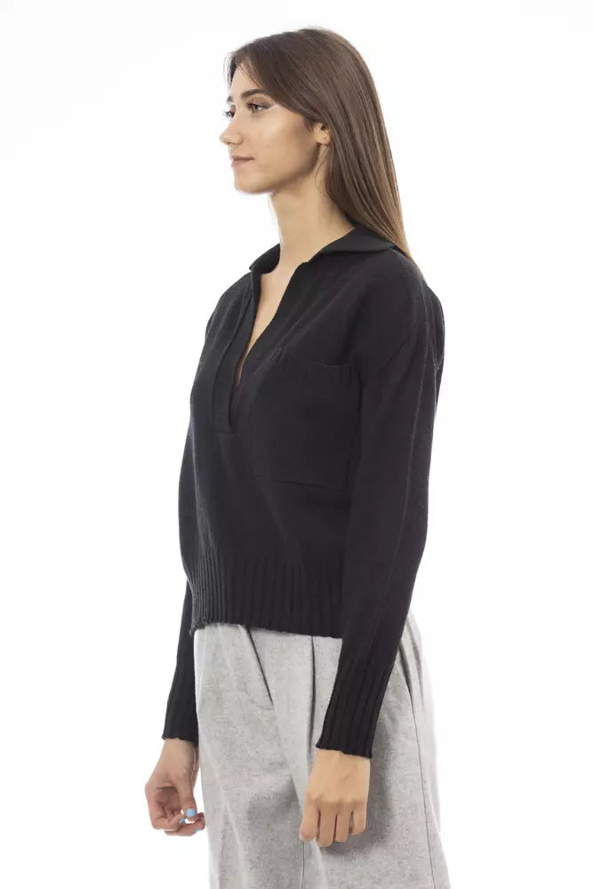 Alpha Studio Black Wool Women Sweater IT42 | M