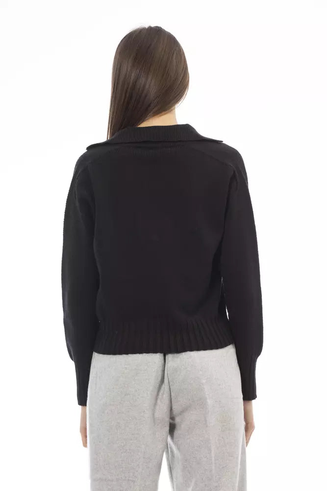 Alpha Studio Black Wool Women Sweater IT42 | M