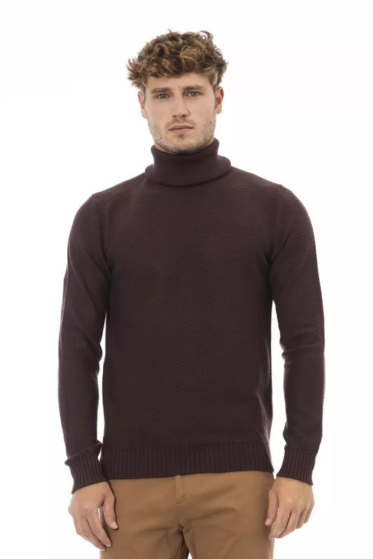 Alpha Studio Brown Merino Wool Men Sweater IT50 | L