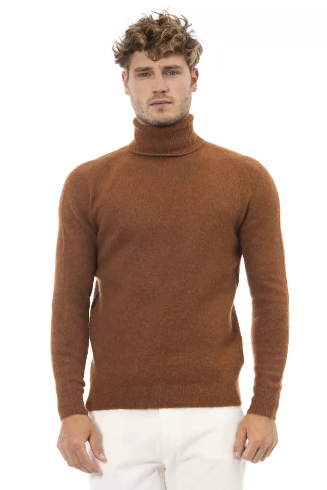 Alpha Studio Brown Alpaca Men Sweater IT52 | XL