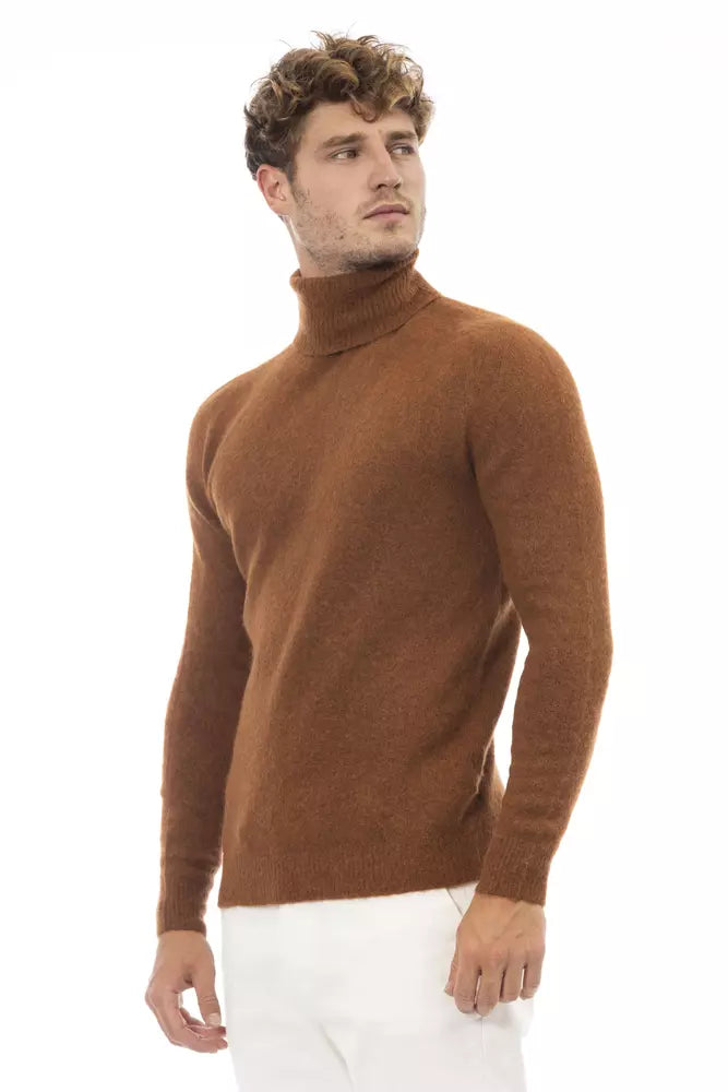 Alpha Studio Brown Alpaca Men Sweater IT52 | XL