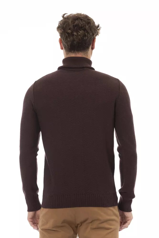 Alpha Studio Brown Merino Wool Men Sweater IT50 | L