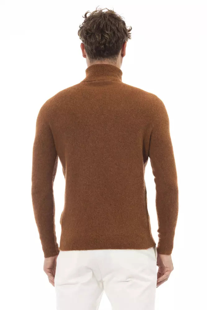 Alpha Studio Brown Alpaca Men Sweater IT52 | XL