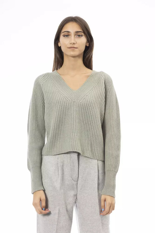 Alpha Studio Green Wool Women Sweater IT42 | M