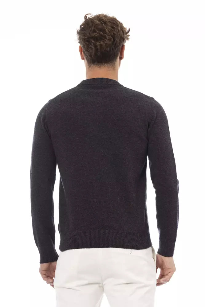 Alpha Studio Black Wool Men Sweater IT52 | XL