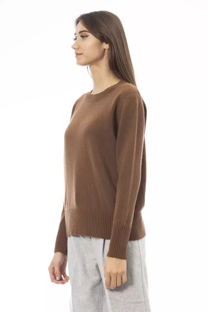 Alpha Studio Brown Cashmere Women Sweater IT42 | M