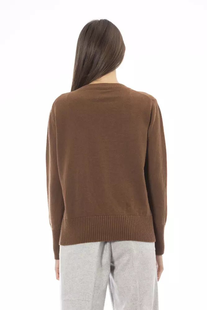 Alpha Studio Brown Cashmere Women Sweater IT42 | M