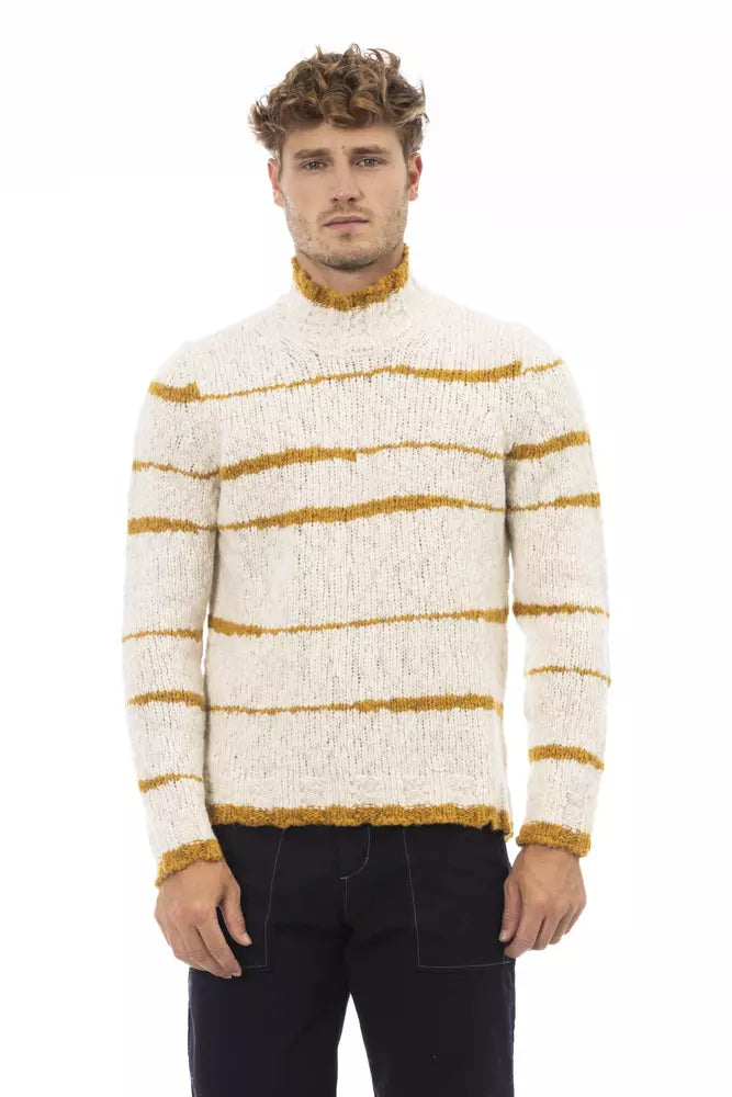 Alpha Studio Beige Alpaca Men Sweater