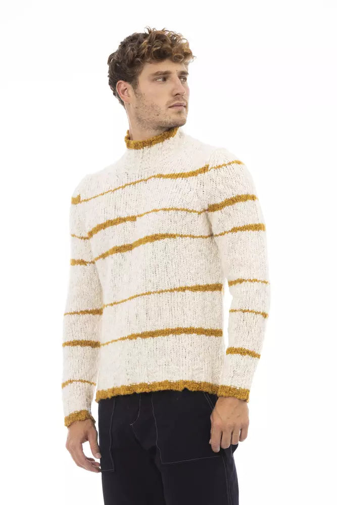 Alpha Studio Beige Alpaca Men Sweater