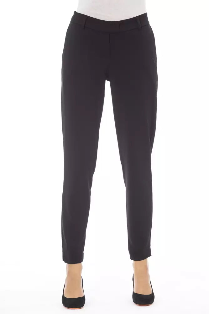 Alpha Studio Black Polyester Women Pant