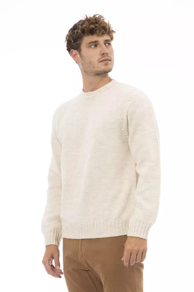 Alpha Studio Beige Alpaca Men Sweater IT52 | XL