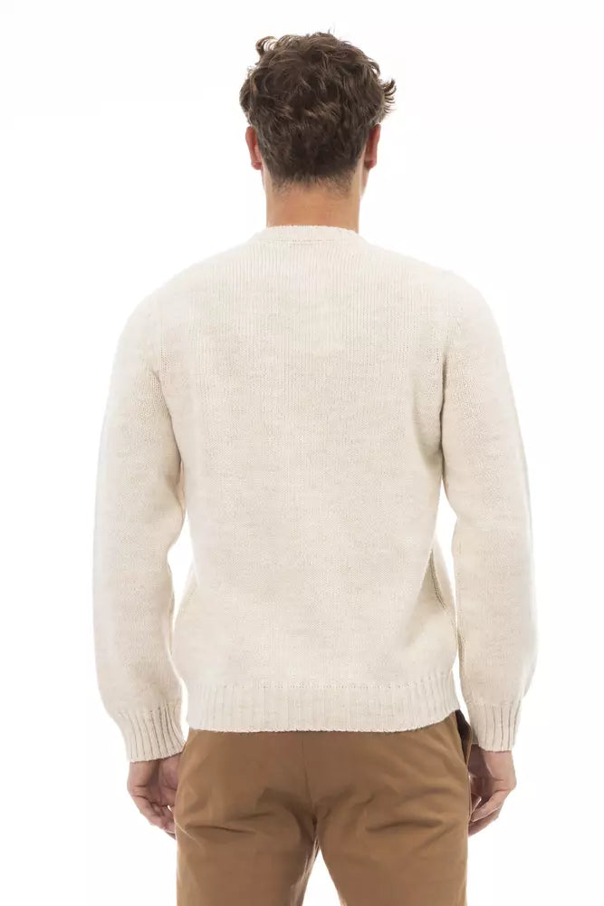 Alpha Studio Beige Alpaca Men Sweater IT52 | XL