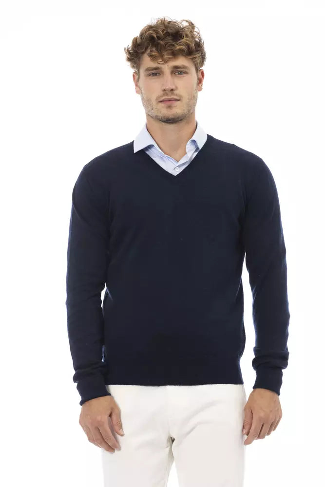 Alpha Studio Blue Wool Men Sweater IT54 | XXL