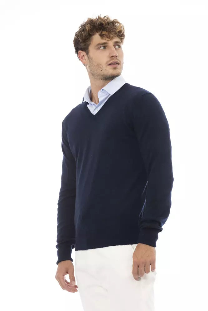 Alpha Studio Blue Wool Men Sweater IT54 | XXL