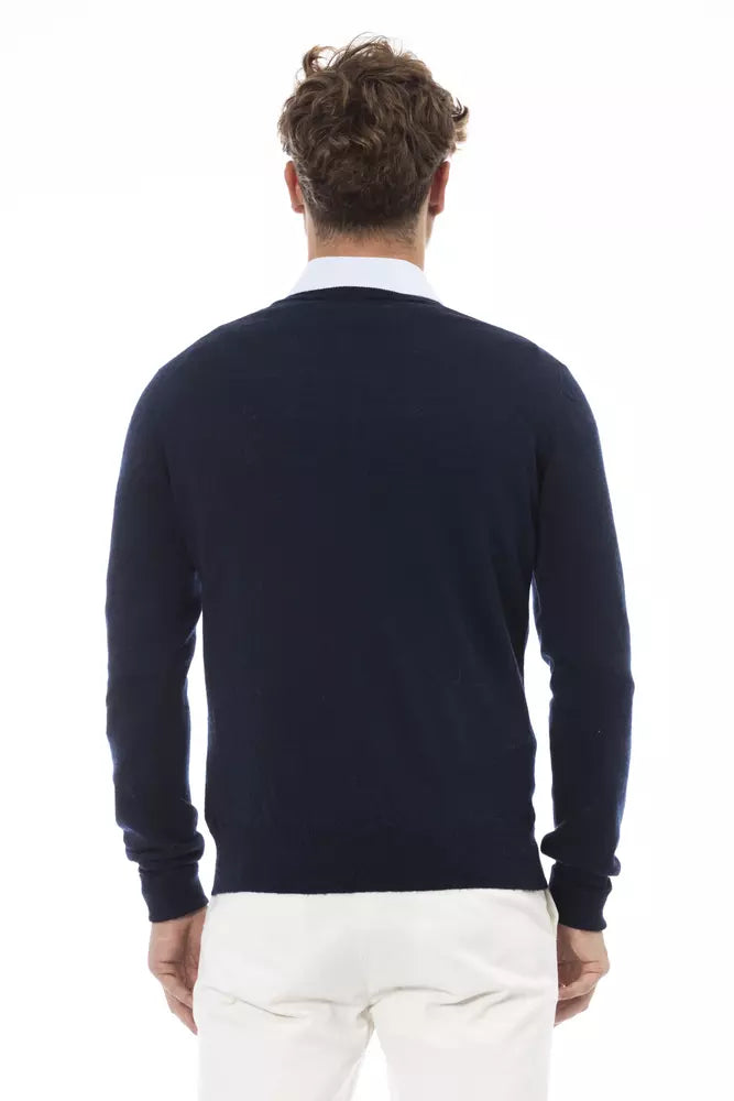 Alpha Studio Blue Wool Men Sweater IT54 | XXL