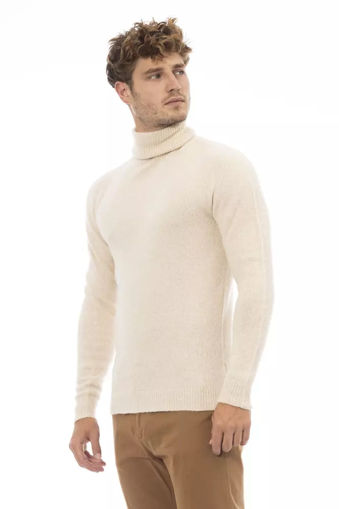 Alpha Studio Beige Alpaca Men Sweater