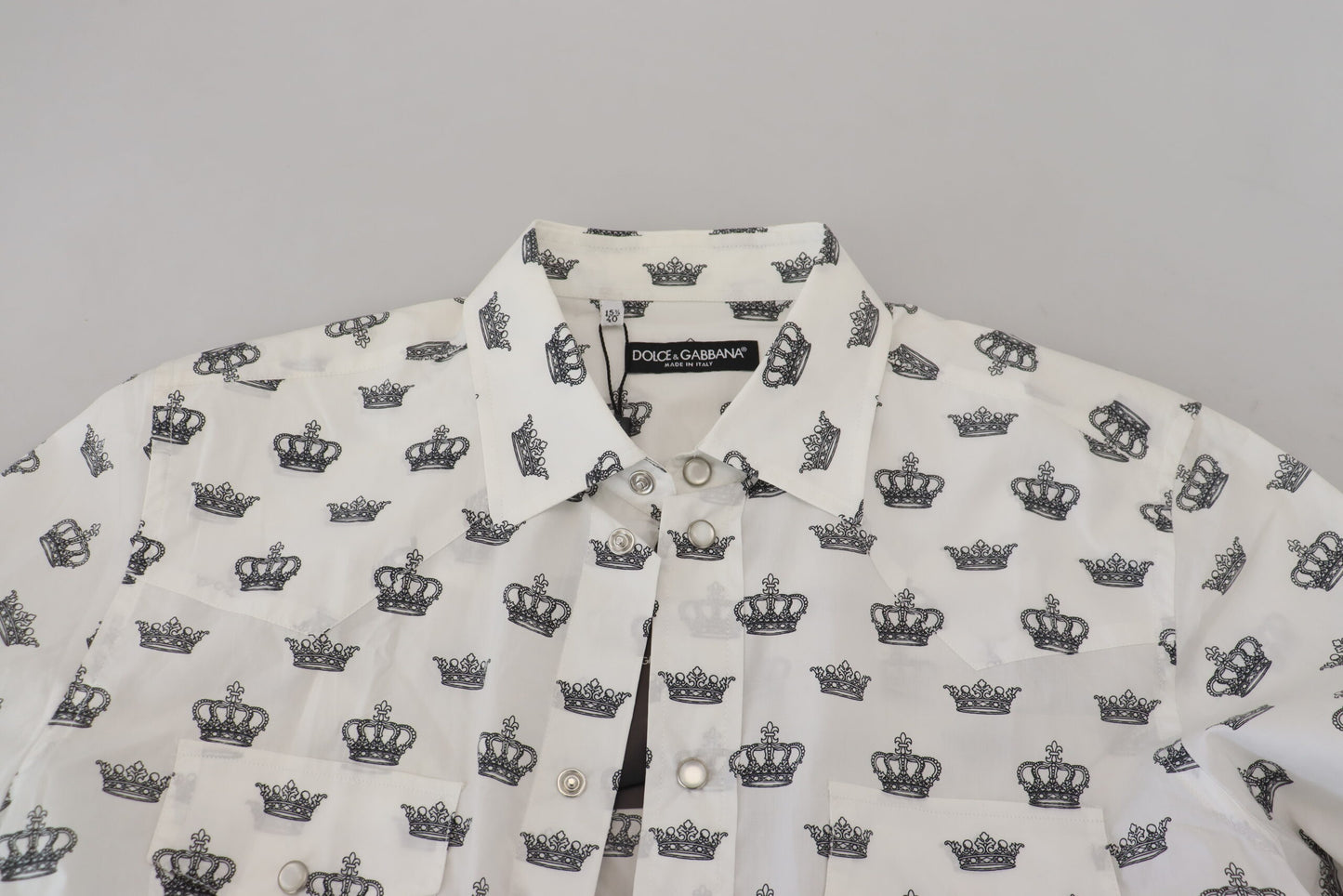 Dolce & Gabbana Slim Fit Crown Print Dress Shirt IT37 / XS