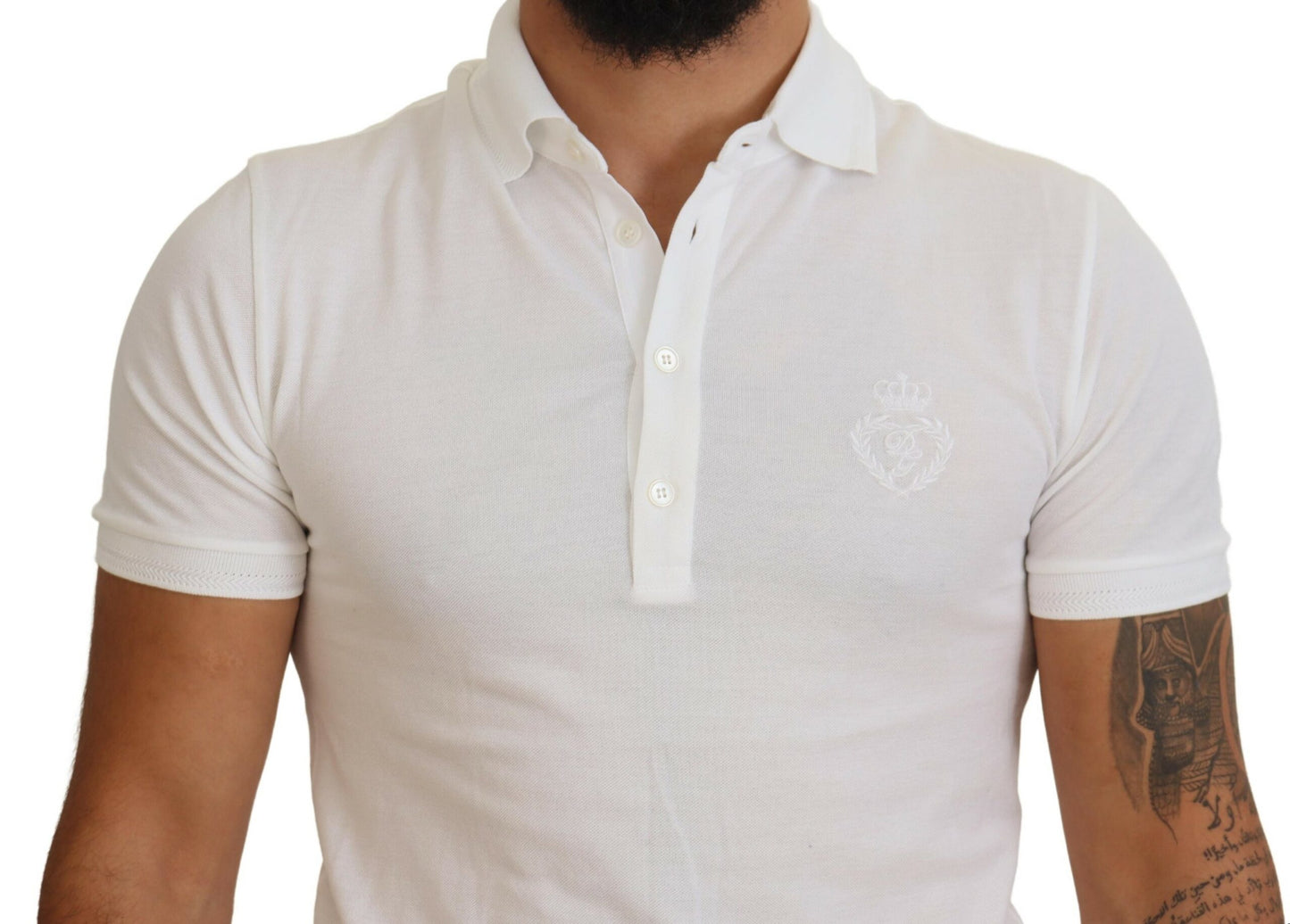 Dolce & Gabbana Elegant White Cotton Blend Polo IT44 / XS