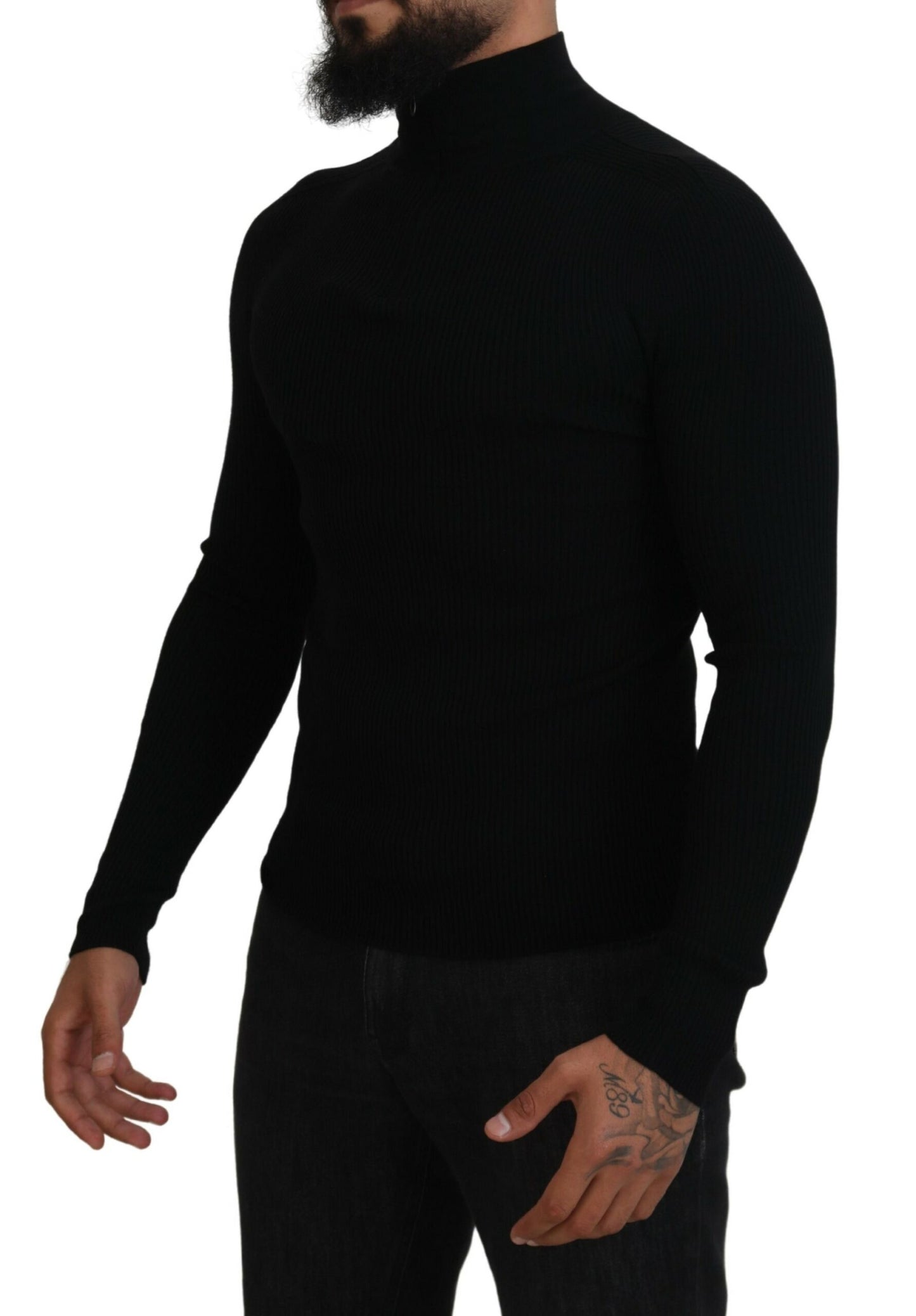 Dolce & Gabbana Elegant Black Wool Half Zip Turtleneck Sweater IT42 / XS