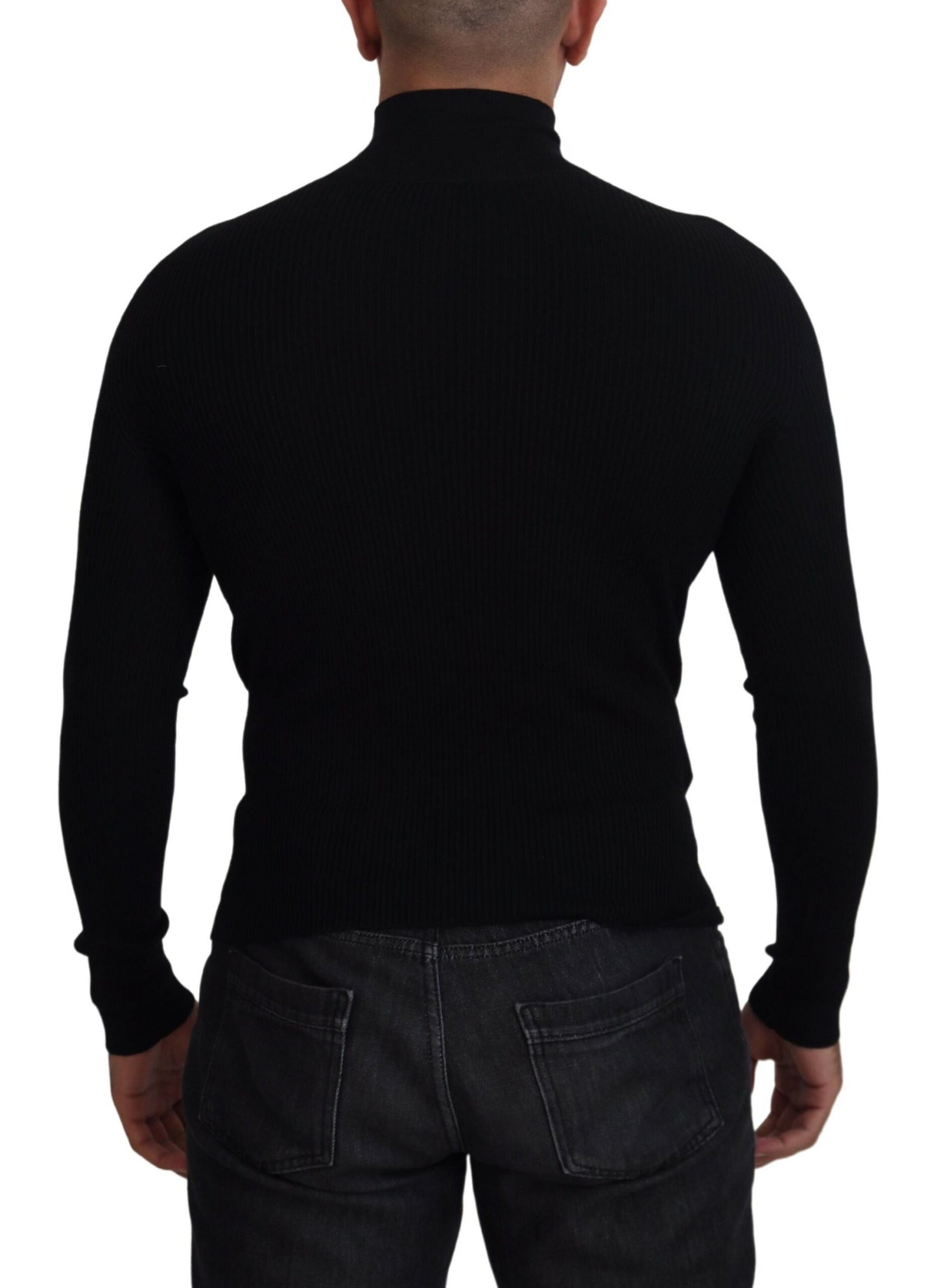 Dolce & Gabbana Elegant Black Wool Half Zip Turtleneck Sweater IT42 / XS