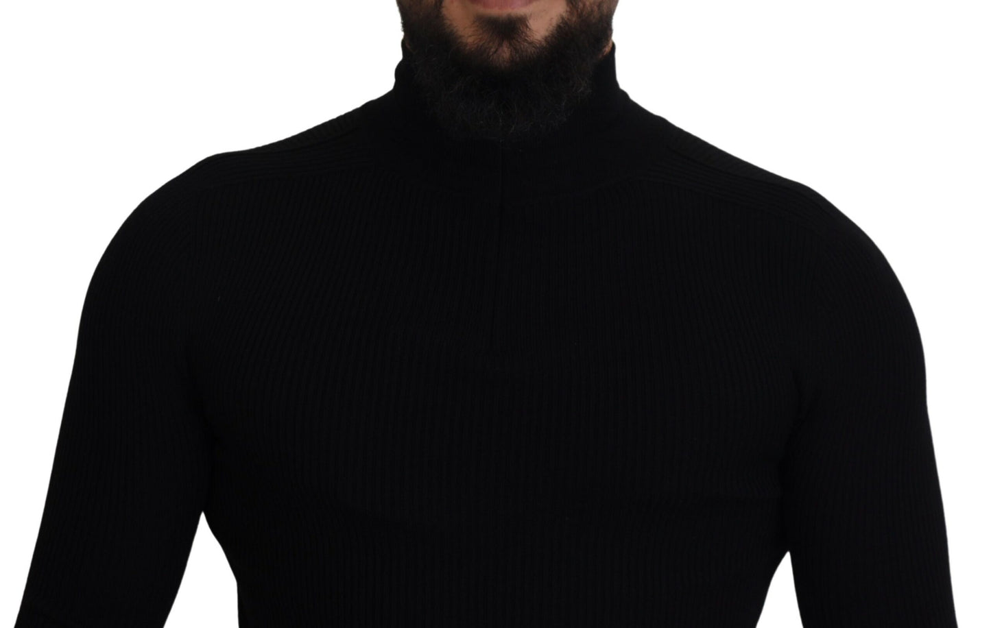 Dolce & Gabbana Elegant Black Wool Half Zip Turtleneck Sweater IT42 / XS