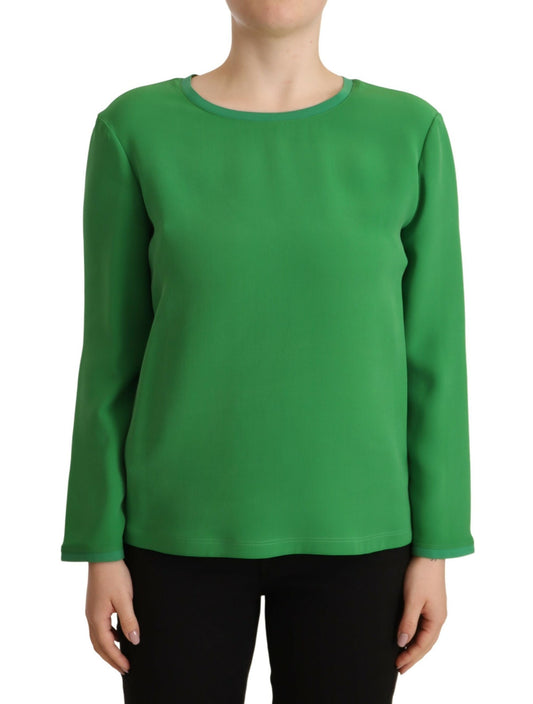 Armani Elegant Silk Long Sleeve Sweater in Lush Green IT42 | M