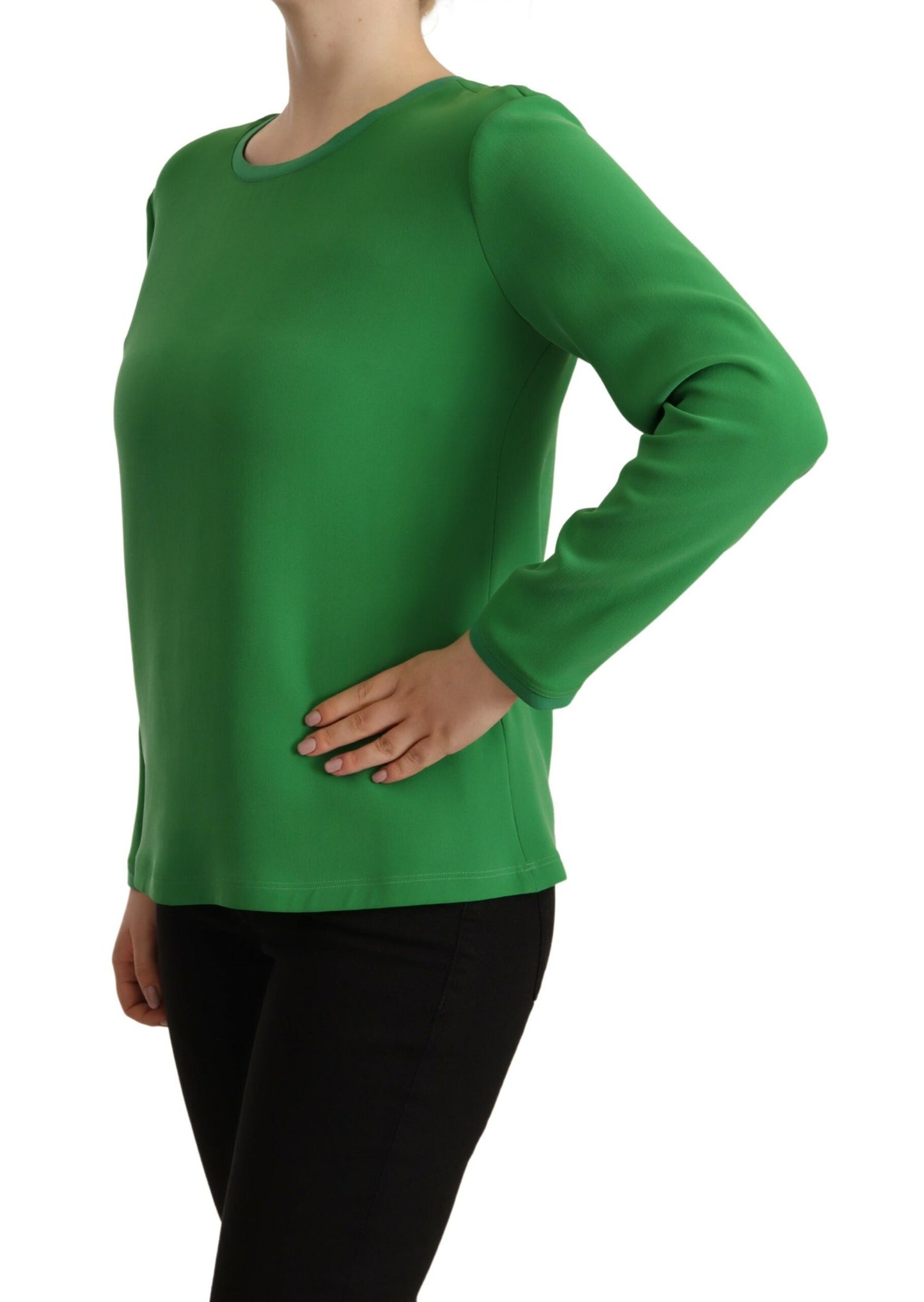 Armani Elegant Silk Long Sleeve Sweater in Lush Green IT42 | M