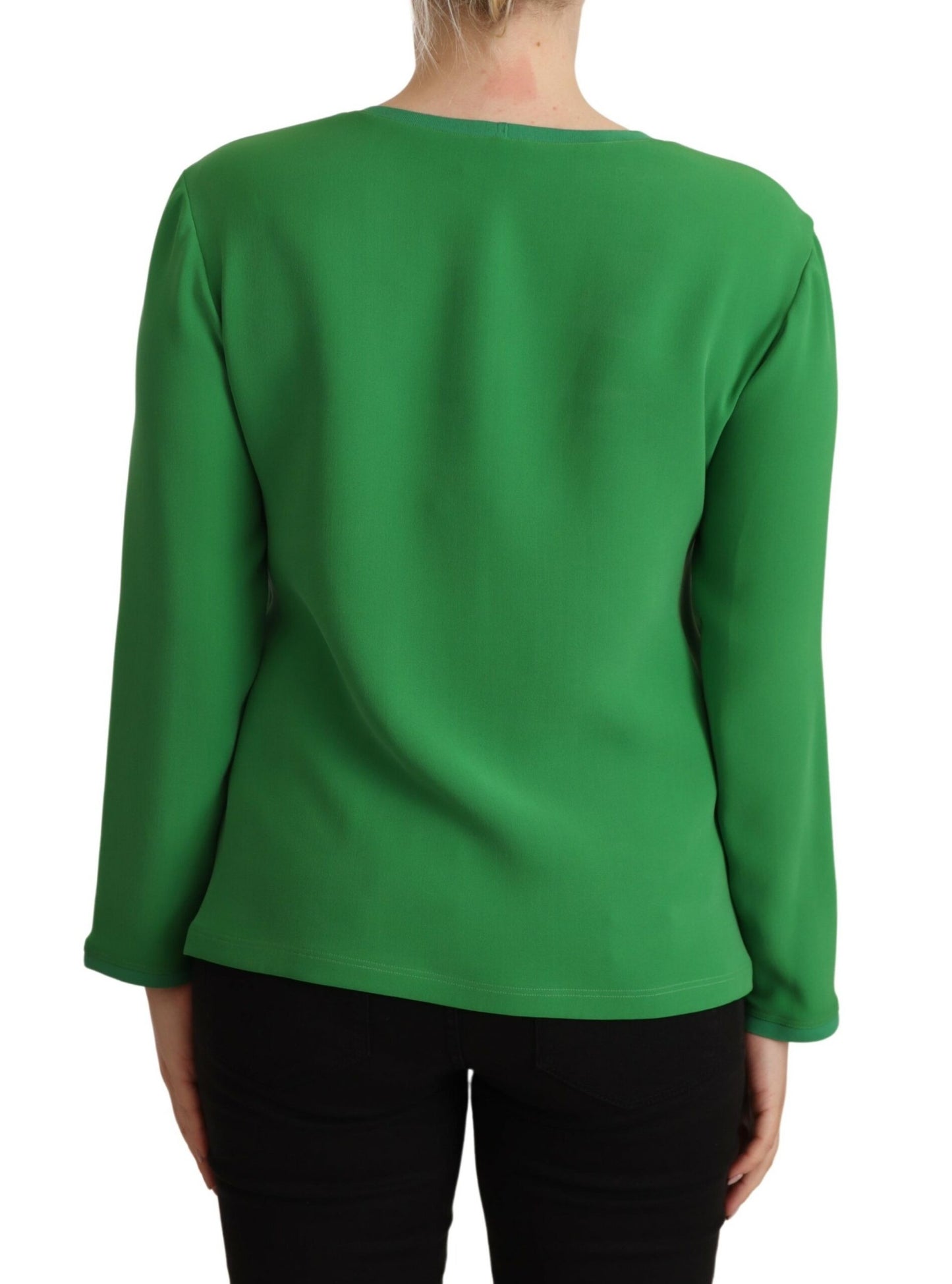 Armani Elegant Silk Long Sleeve Sweater in Lush Green IT42 | M