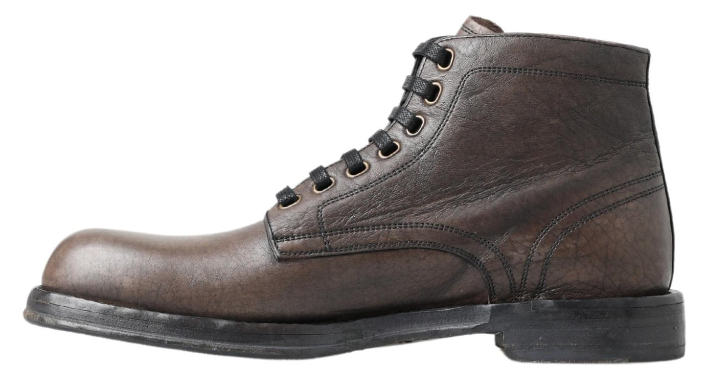 Dolce & Gabbana Elegant Horse Leather Lace-Up Boots EU42 / US9