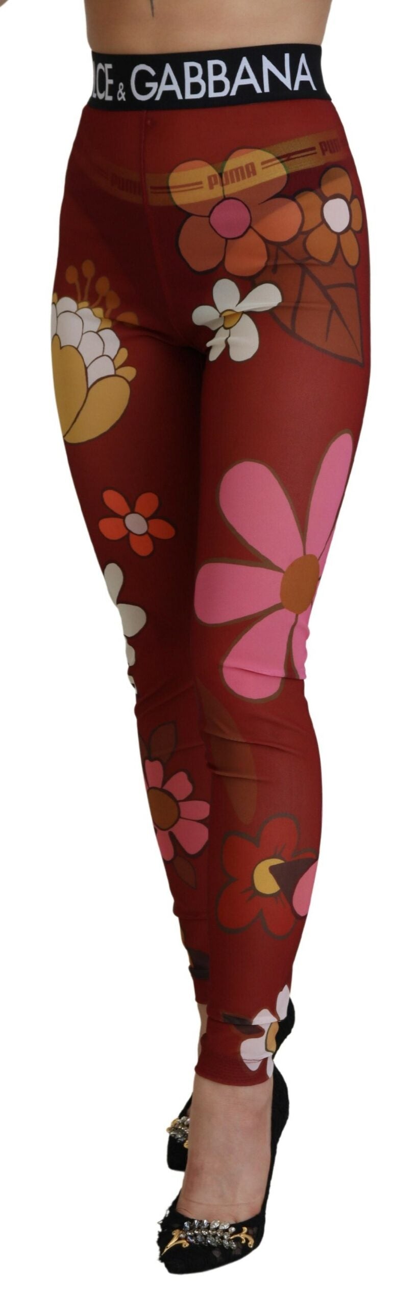 Dolce & Gabbana Floral Red High Waist Leggings IT38 / XS