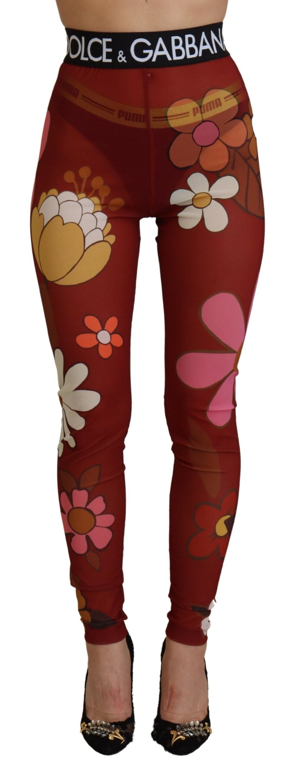 Dolce & Gabbana Floral Red High Waist Leggings IT38 / XS