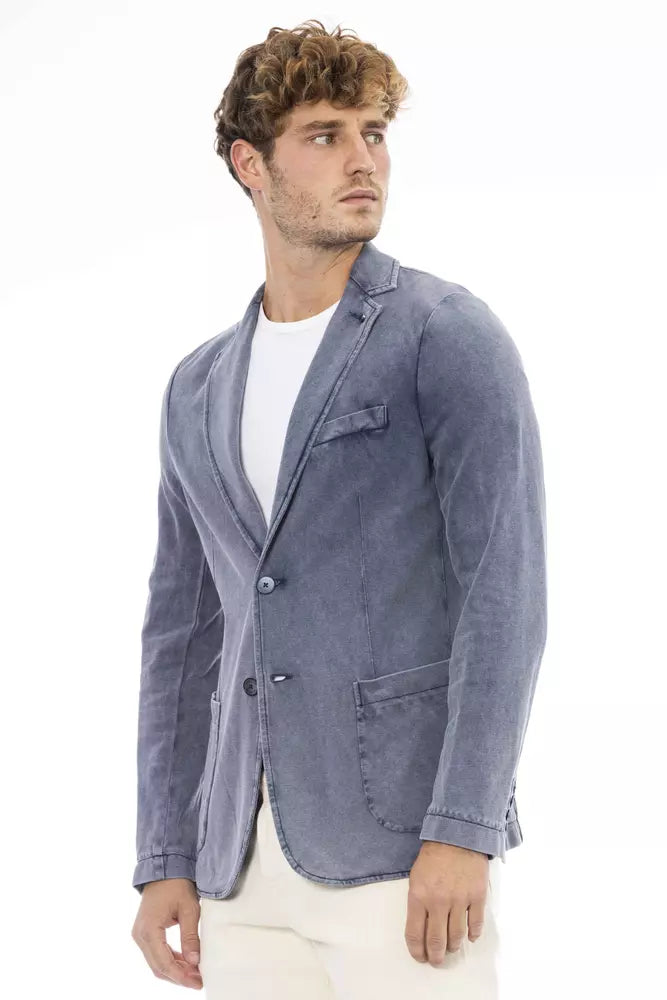 Distretto12 Blue Cotton Mens Blazer IT52 | XL