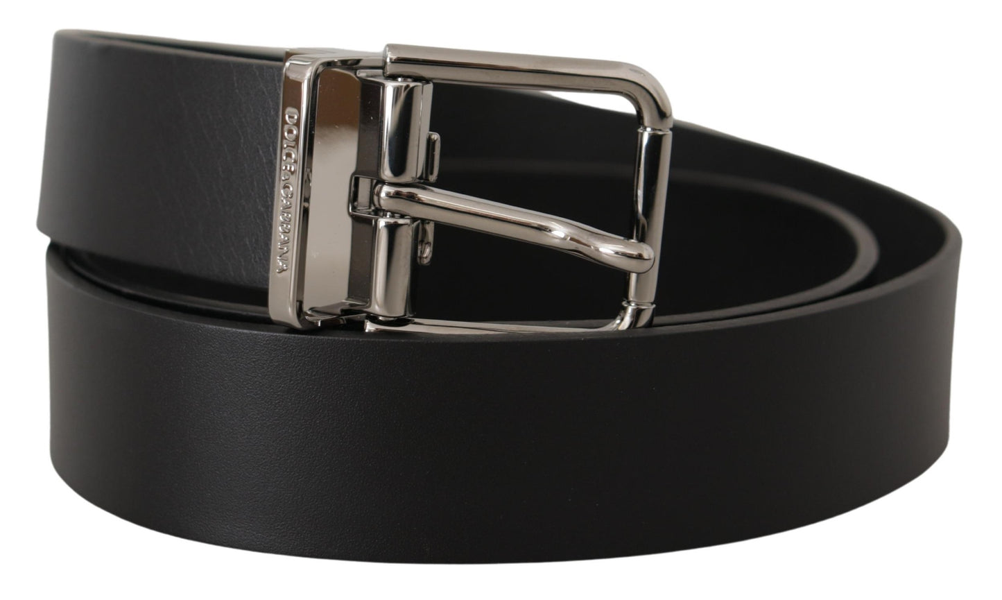 Dolce & Gabbana Elegant Black Leather Belt with Metal Buckle