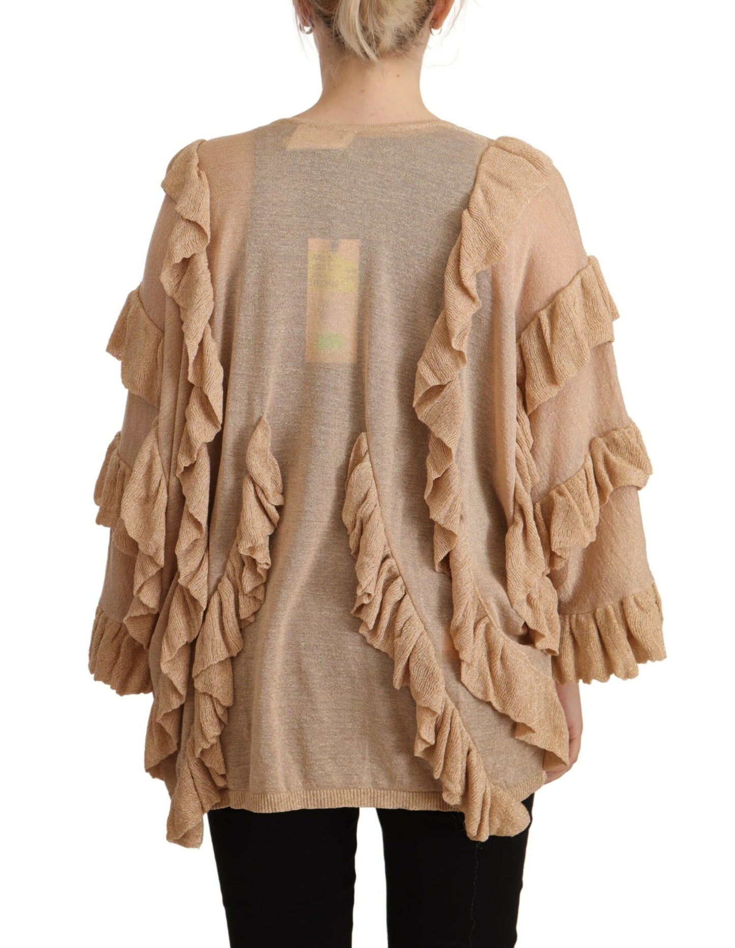 Aniye By Chic Beige Long Sleeve Open Front  IT40 | S