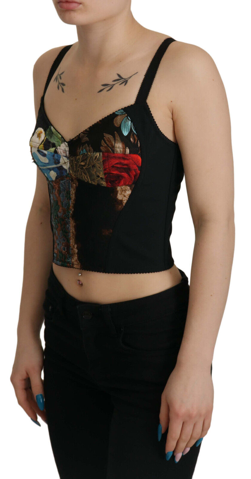 Dolce & Gabbana Elegant Floral Corset Top Blouse IT36 / XS