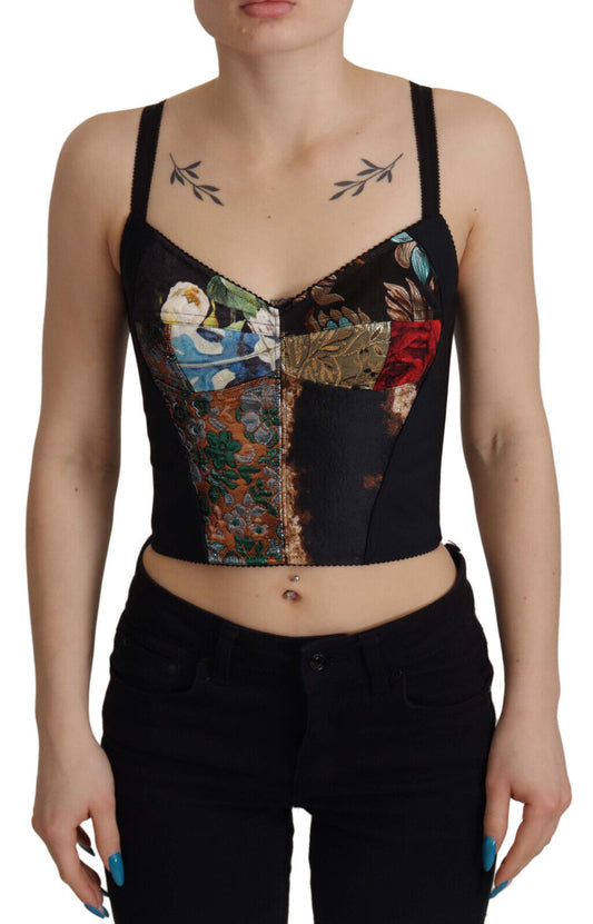 Dolce & Gabbana Elegant Floral Corset Top Blouse IT36 / XS