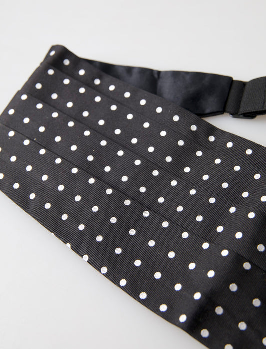 Dolce & Gabbana Elegant Silk Black & White Polka Dot Cummerbund IT52 / L