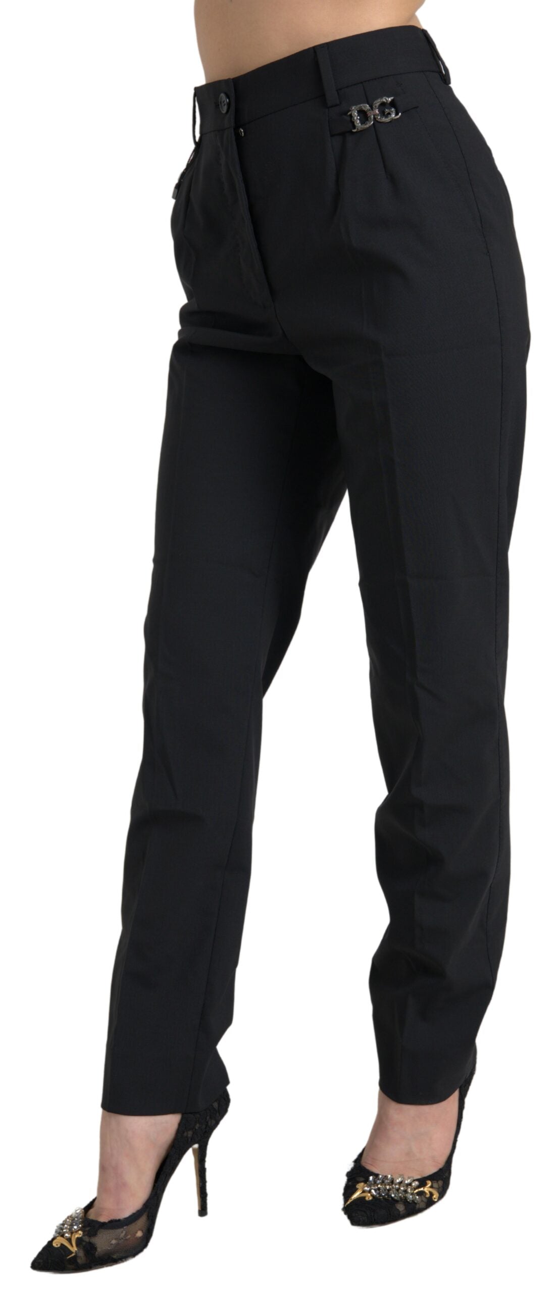 Dolce & Gabbana Elegant High-Waist Tapered Wool Pants IT38 / XS