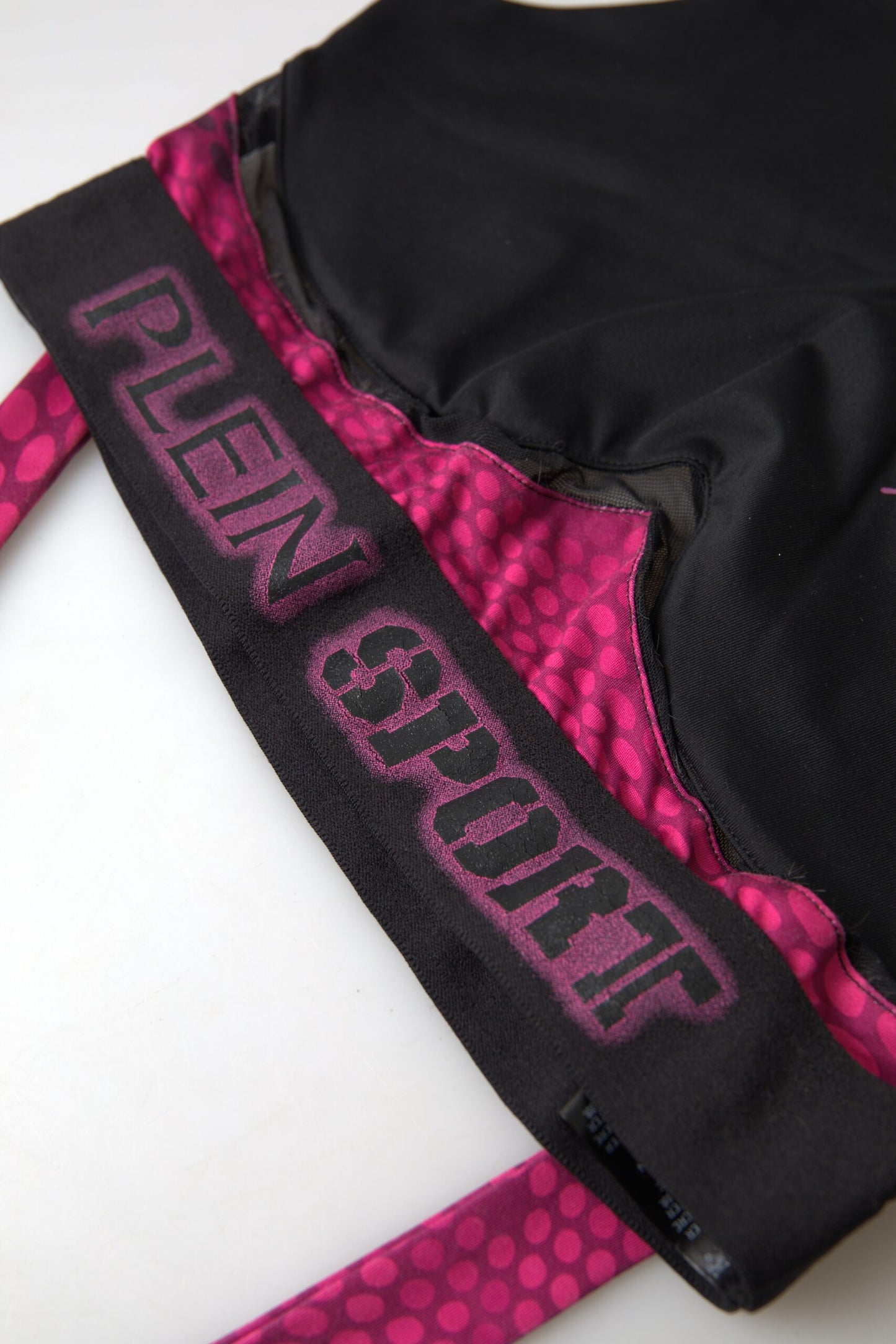 Plein Sport Sleek Black Sports Bra with Fuchsia Accent IT44 | L