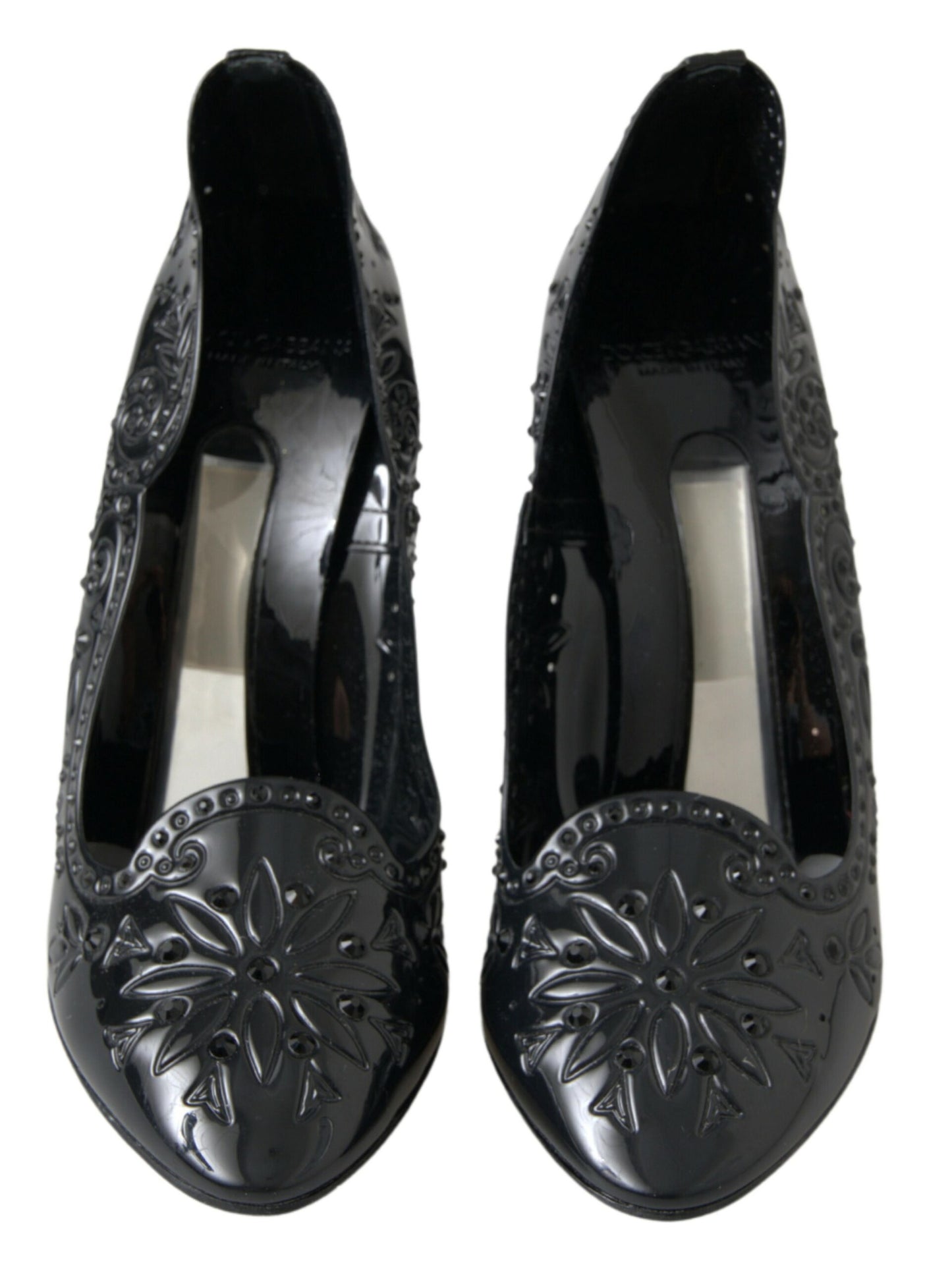 Dolce & Gabbana Elegant Black Crystal Cinderella Pumps EU39 / US8.5