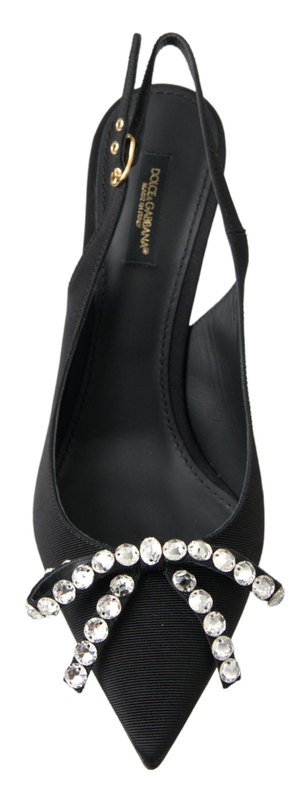 Dolce & Gabbana Embellished Black Slingback Heels Pumps EU39.5 / US9