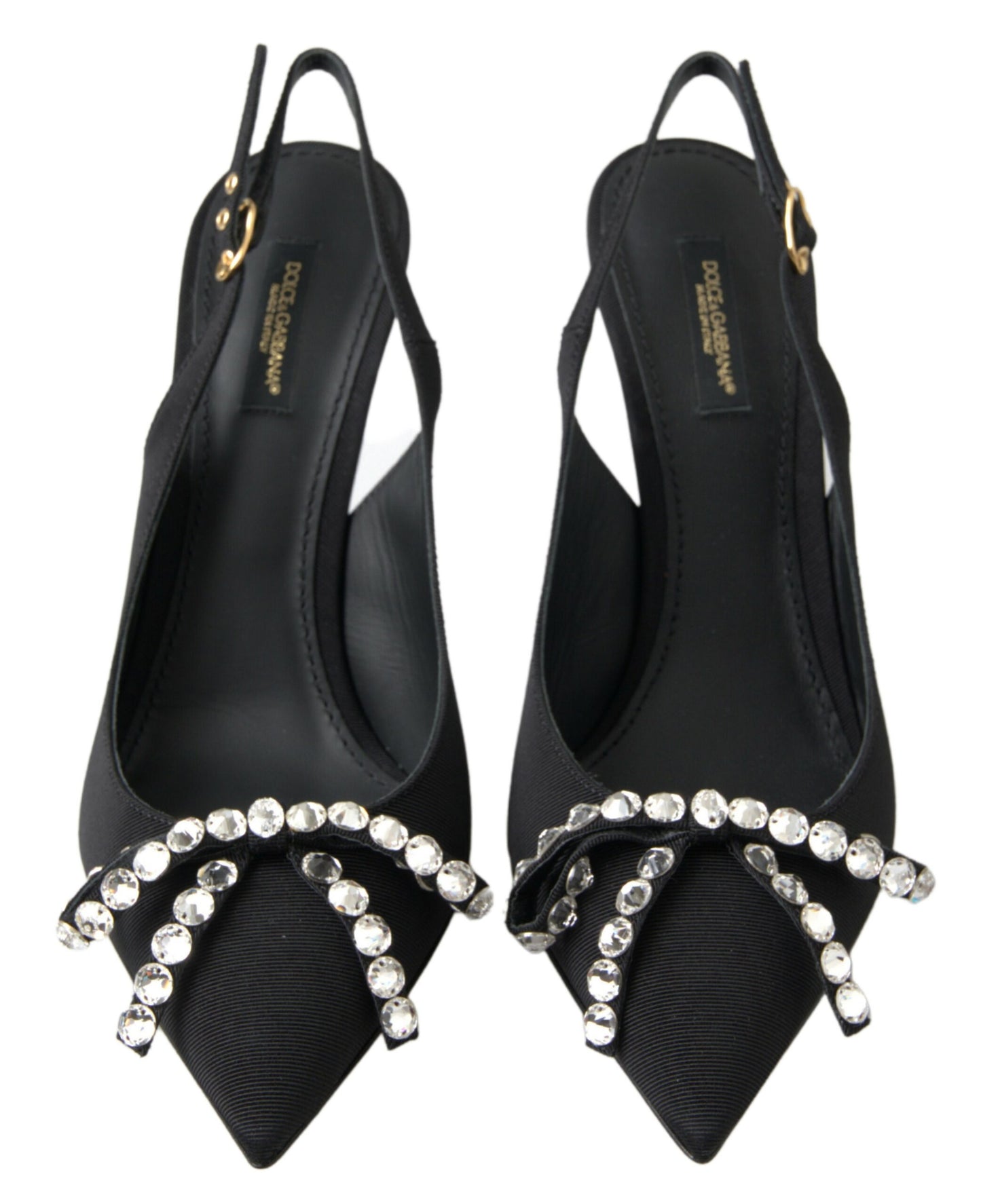 Dolce & Gabbana Embellished Black Slingback Heels Pumps EU39.5 / US9