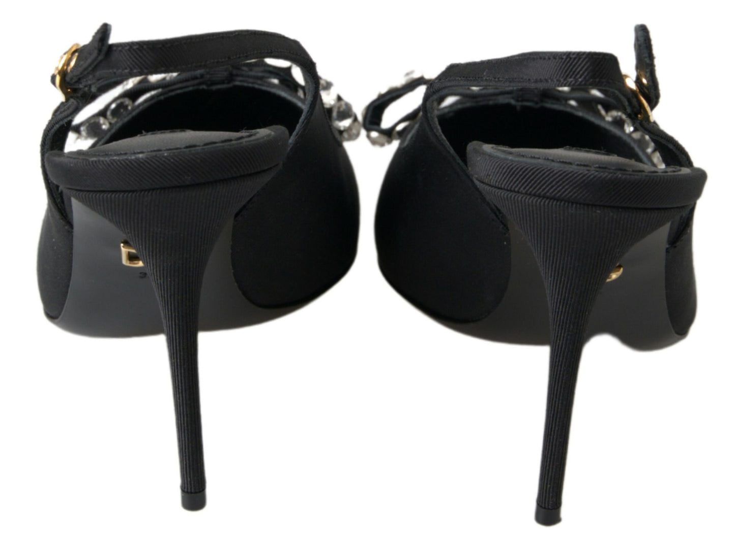 Dolce & Gabbana Embellished Black Slingback Heels Pumps EU39.5 / US9