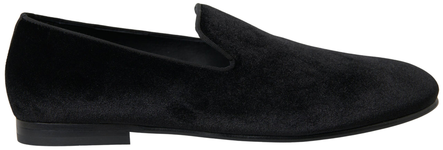 Dolce & Gabbana Elegant Velvet Black Loafers for Men EU43 / US10