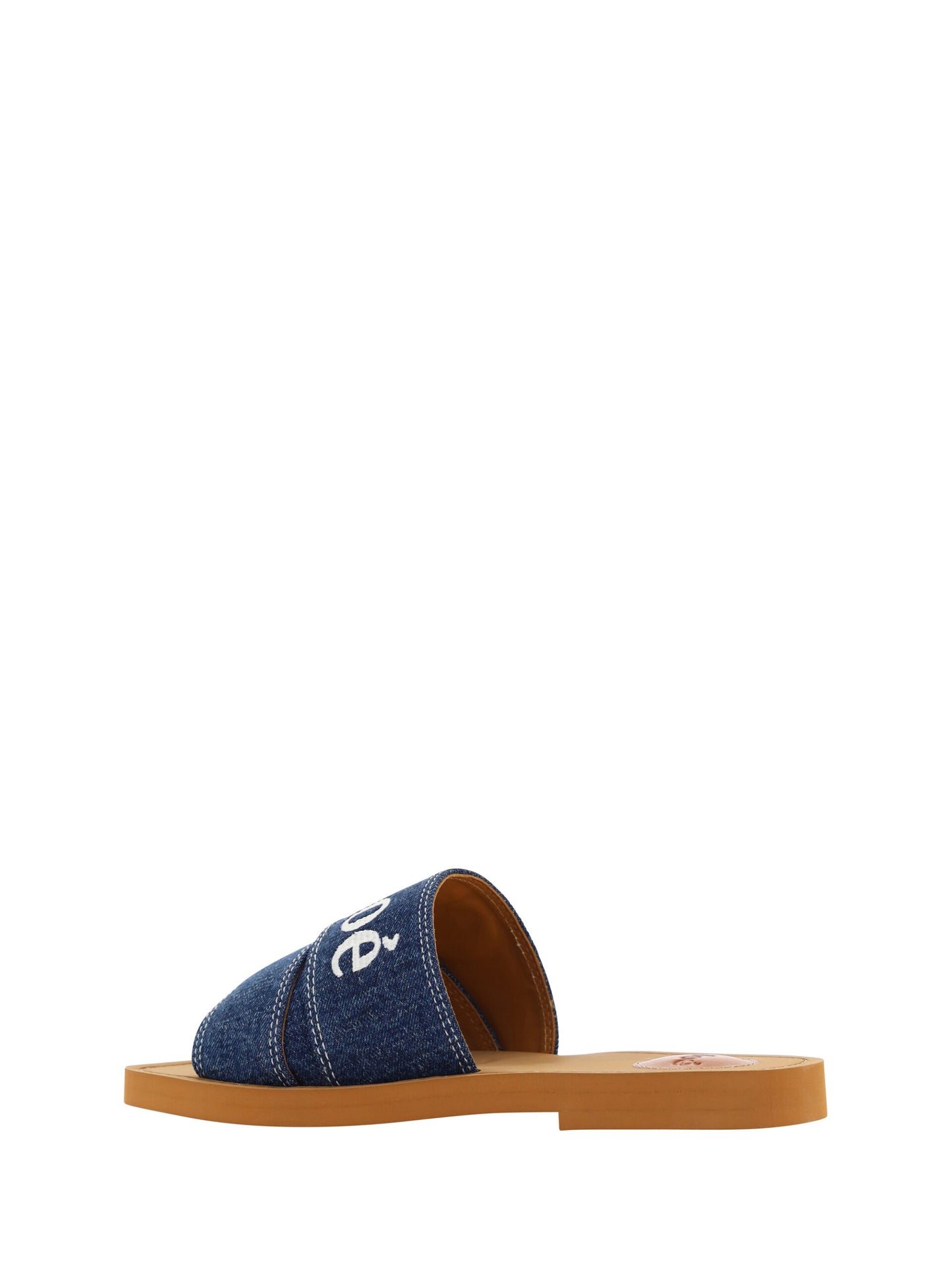 Chloé Sumptuous Cotton Woody Slide Sandals in Denim Blue EU37 | US7