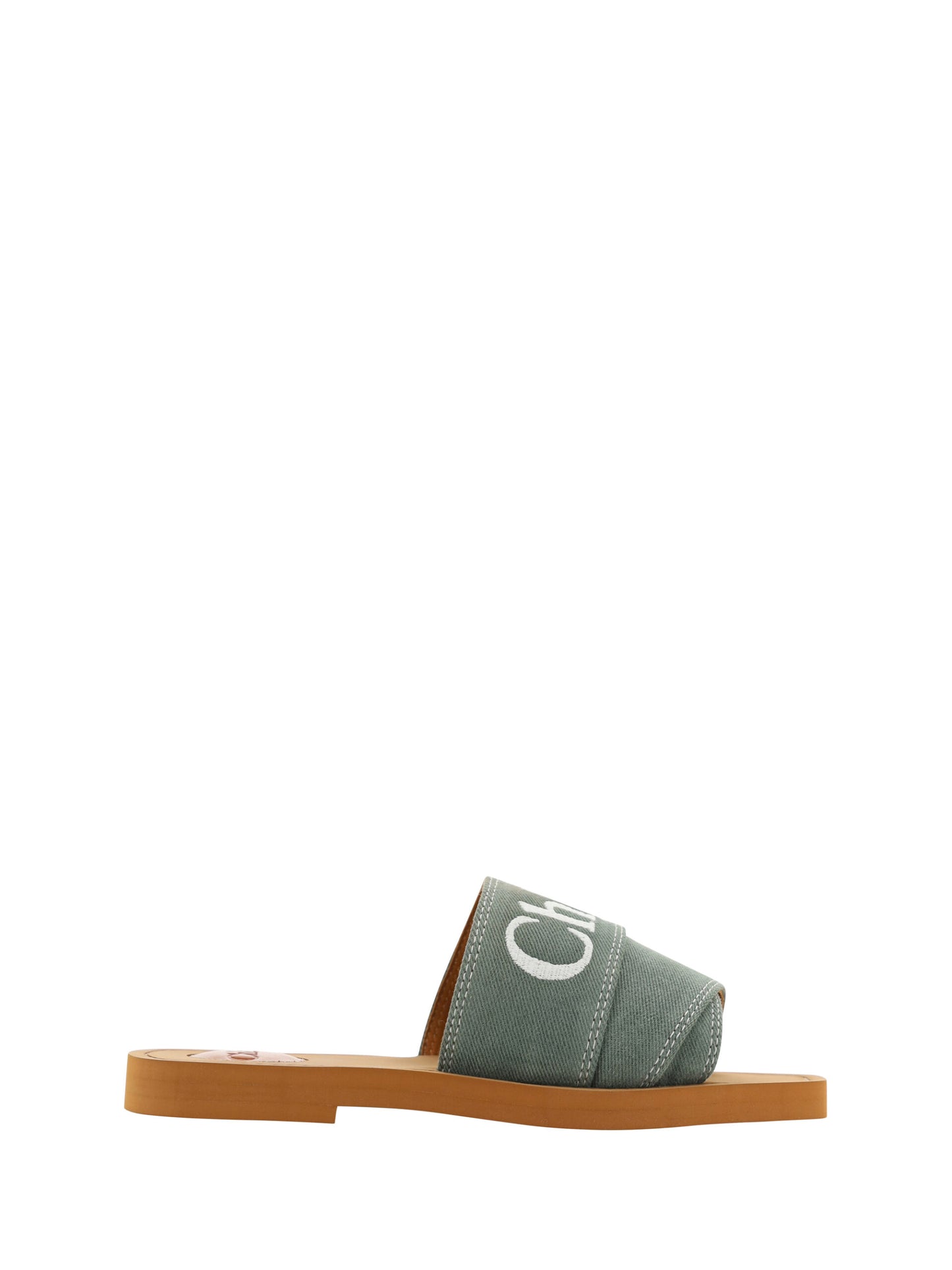 Chloé Elegant Forest Green Cotton Slides EU36 | US6