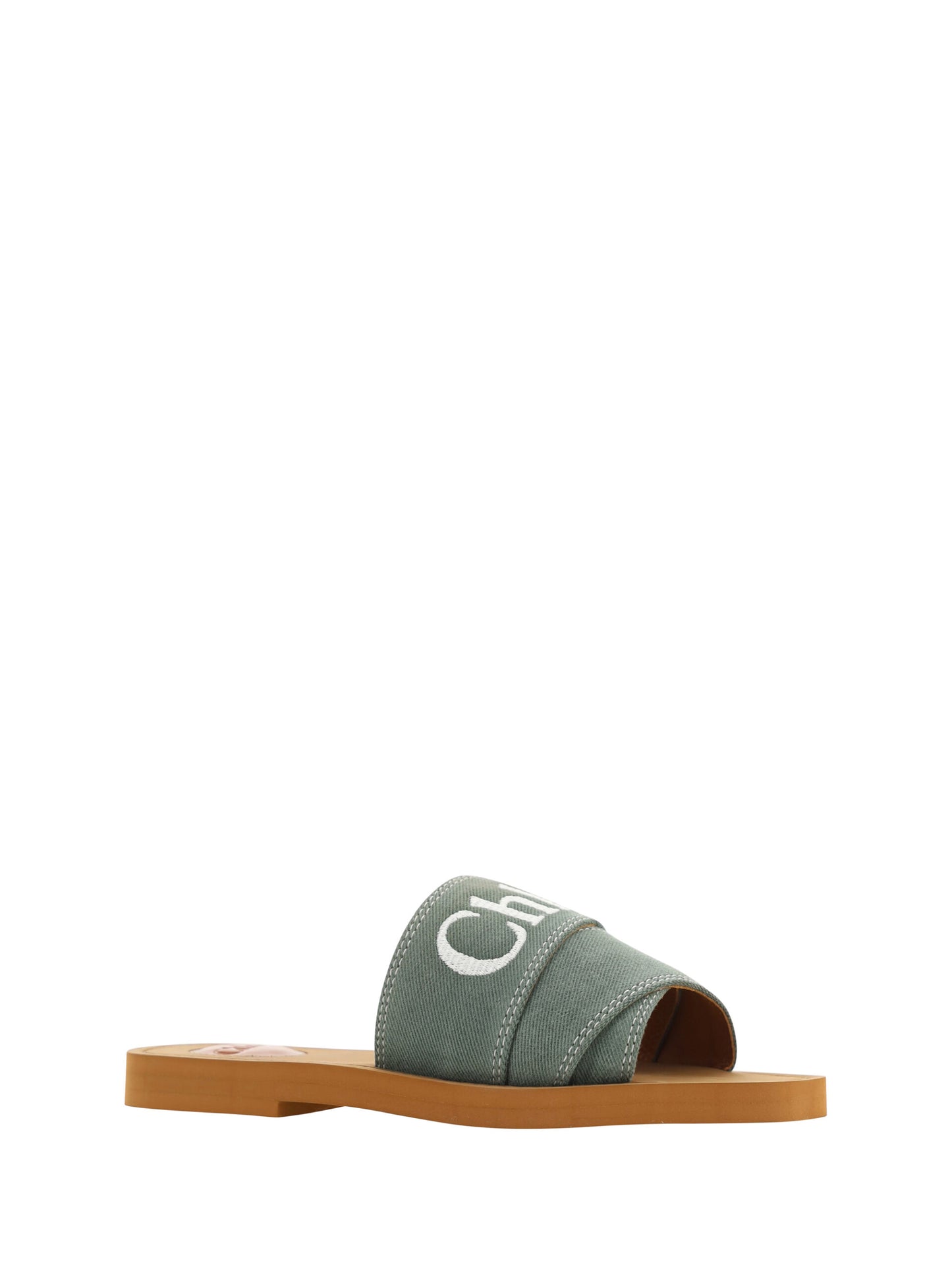 Chloé Elegant Forest Green Cotton Slides EU36 | US6