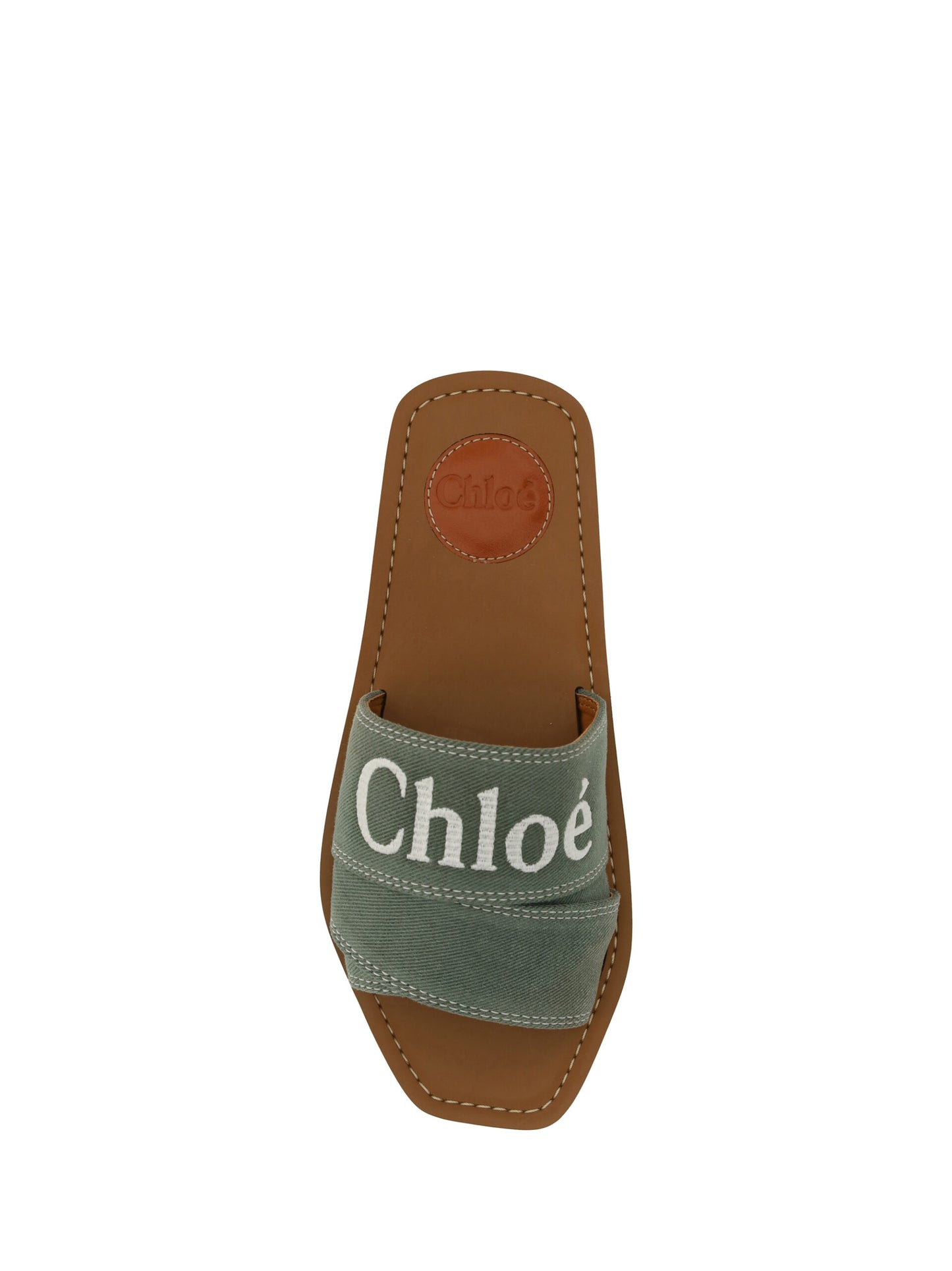 Chloé Elegant Forest Green Cotton Slides EU36 | US6